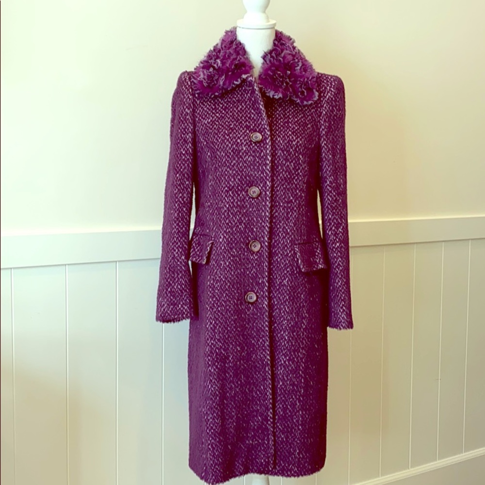Deep violet wool/cashmere/silk coat. From Italy